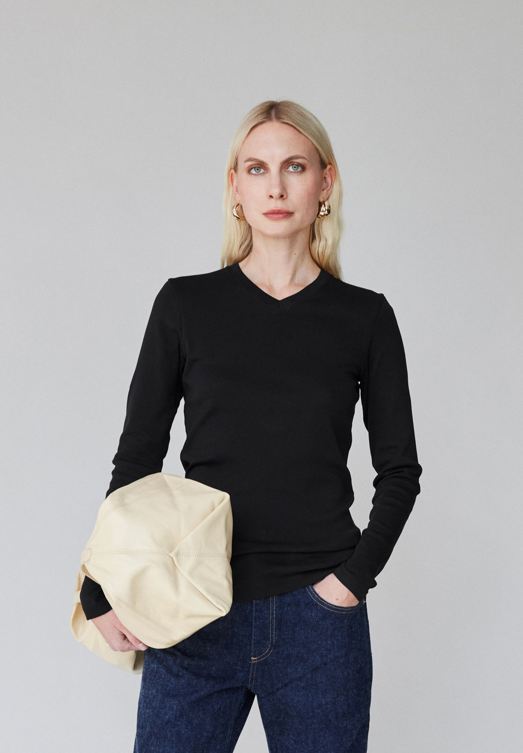 The Long Sleeve Micro Vneck
