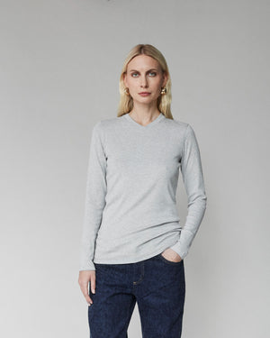 The Long Sleeve Micro Vneck