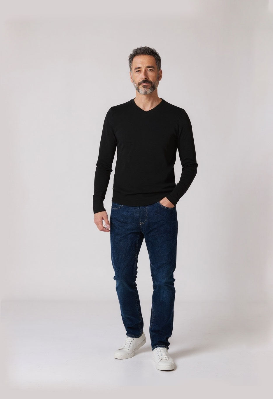 The Long Sleeve Micro Vneck
