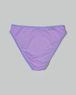 a bikini brief in lovely lilac purple laid flat 