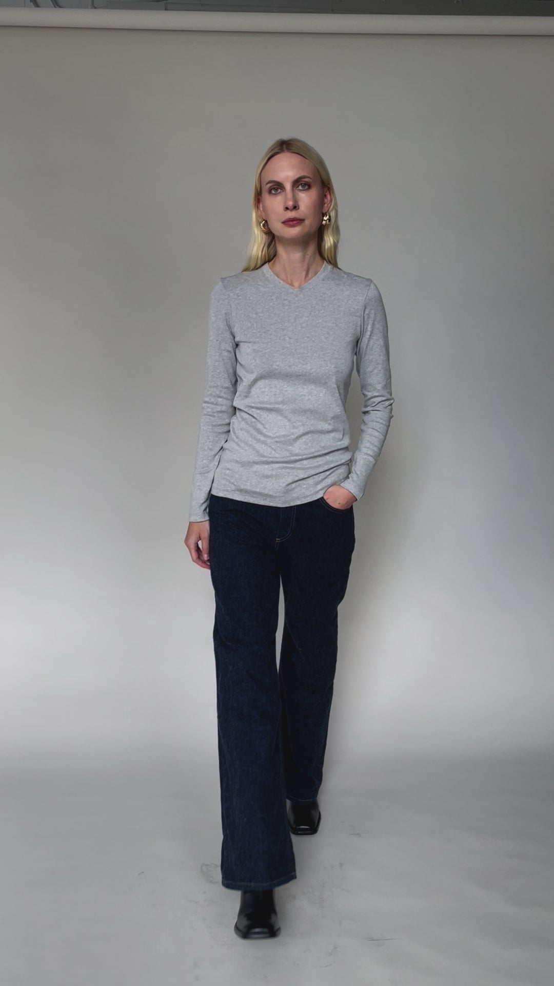 The Long Sleeve Micro Vneck