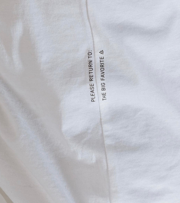 the big favorite branding on white tee