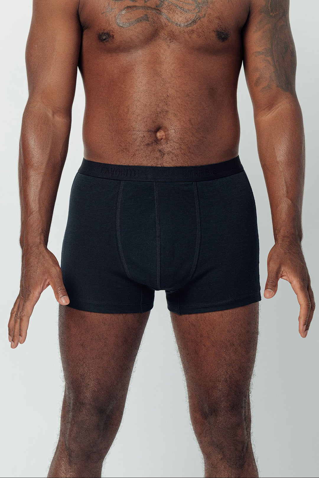 100% Pima Cotton Boxer Brief with stretch elastic and front pouch in Navy color. 
