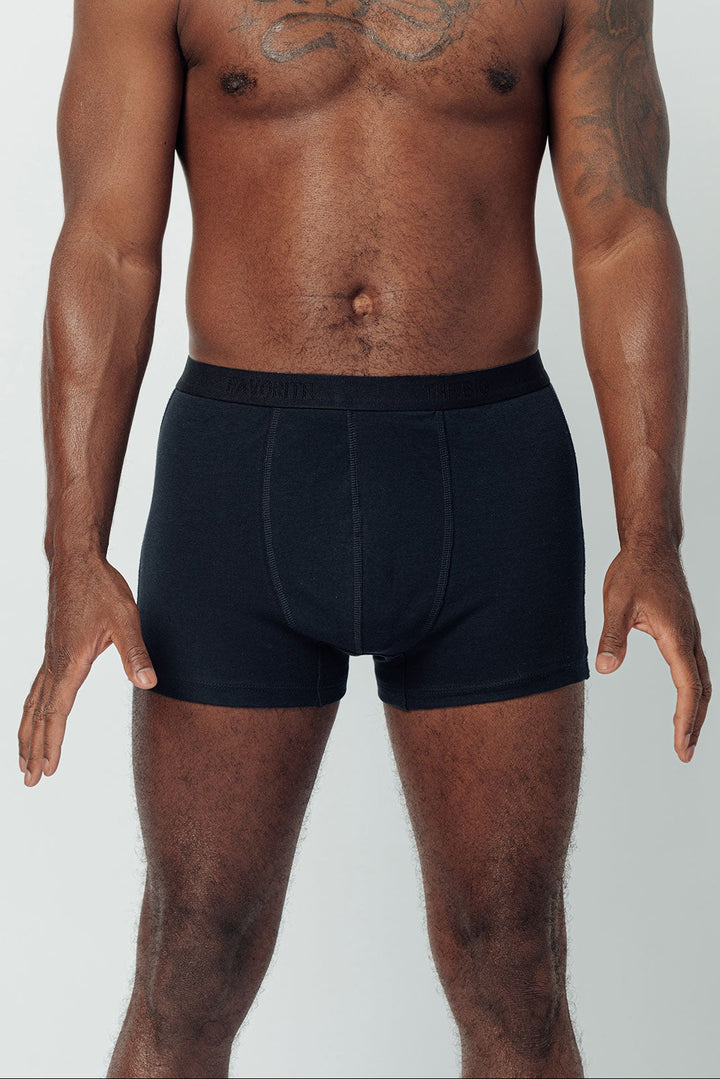 100% Pima Cotton Boxer Brief with stretch elastic and front pouch in Navy color. 