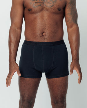 100% Pima Cotton Boxer Brief with stretch elastic and front pouch in Navy color. 